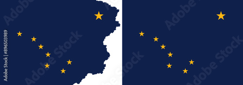 Flag of Alaska vector. Standard flag and with torn edges