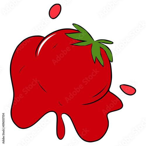 throwing tomato illustration hand drawn isolated vector