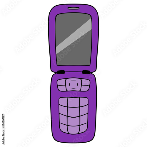 flip cellphone illustration hand drawn isolated vector