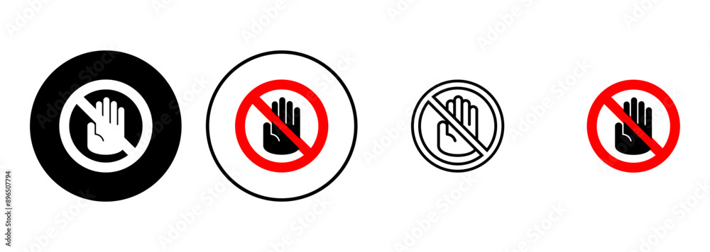 Fototapeta premium Stop icon set. stop road sign. hand stop icon vector