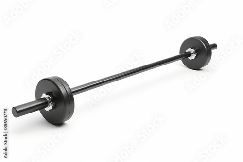 Isolated white metal bar on barbell