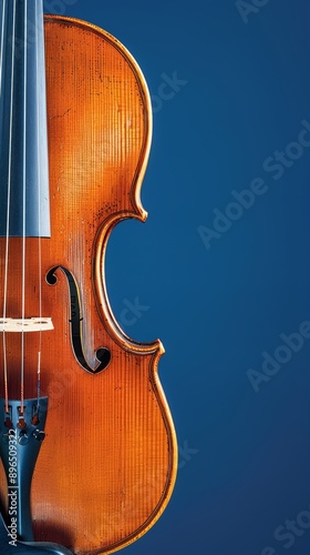 violine mit blauem hintergrund, Streichinstrument