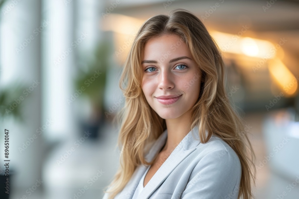 Joyful stunning executive in corporate setting Joyful stunning executive in corporate setting