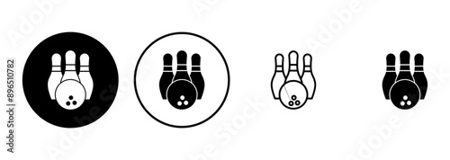 Bowling icon set. bowling ball and pin icon. bowling pins