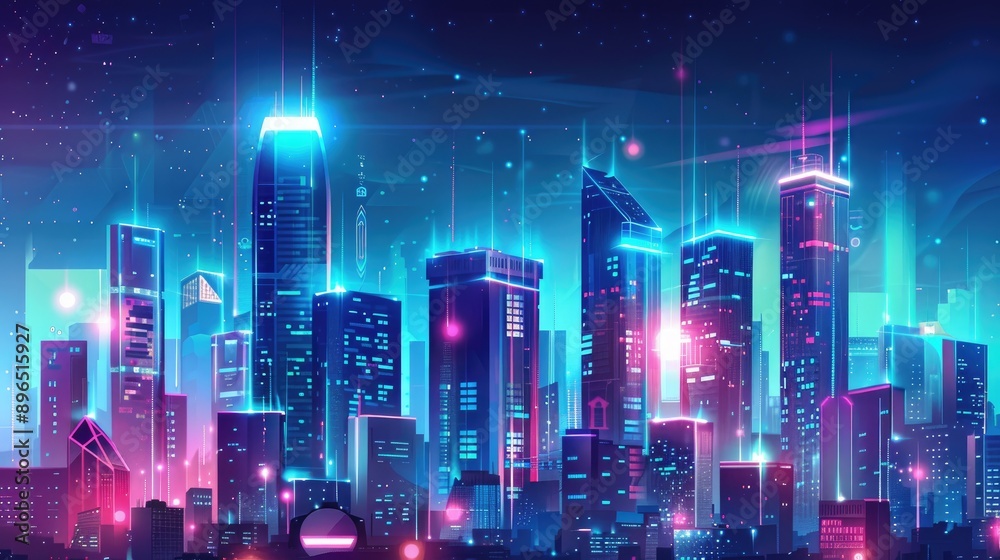 Futuristic cityscape with integrated smart technology and IoT devices Futuristic cityscape with integrated smart technology and IoT devices