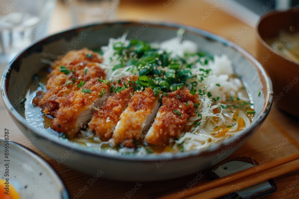 Pork cutlet shredded cabbage rice miso soup Breaded pork cabbage rice soup Pork cutlet shredded cabbage rice miso soup Breaded pork cabbage rice soup