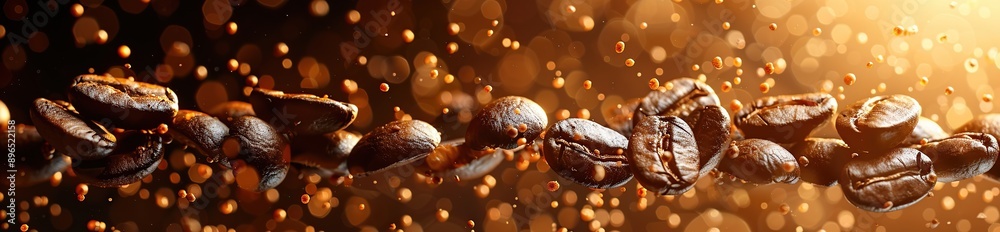 Roasted Coffee Beans in Flight Roasted Coffee Beans in Flight