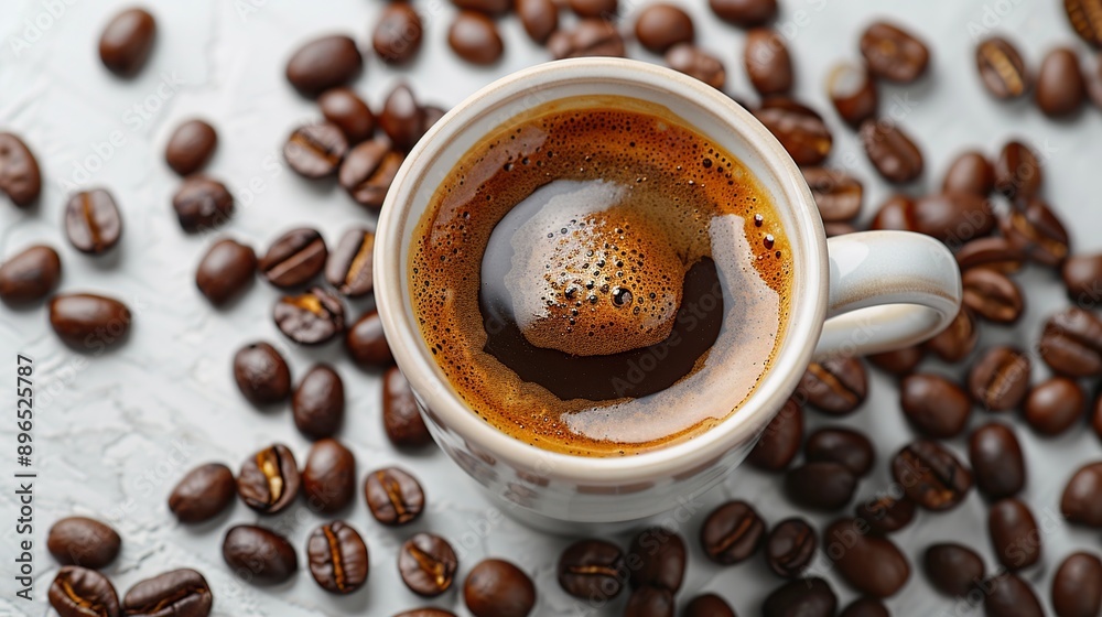 Obraz premium Coffee Cup Surrounded by Beans