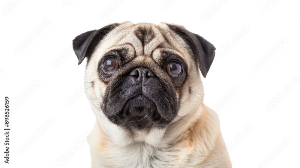 Purebred pug posing in studio isolated on white Symbolizing pets beauty and love Purebred pug posing in studio isolated on white Symbolizing pets beauty and love