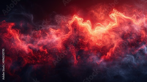 Red smoke on black background. Generate AI image © Ghiska