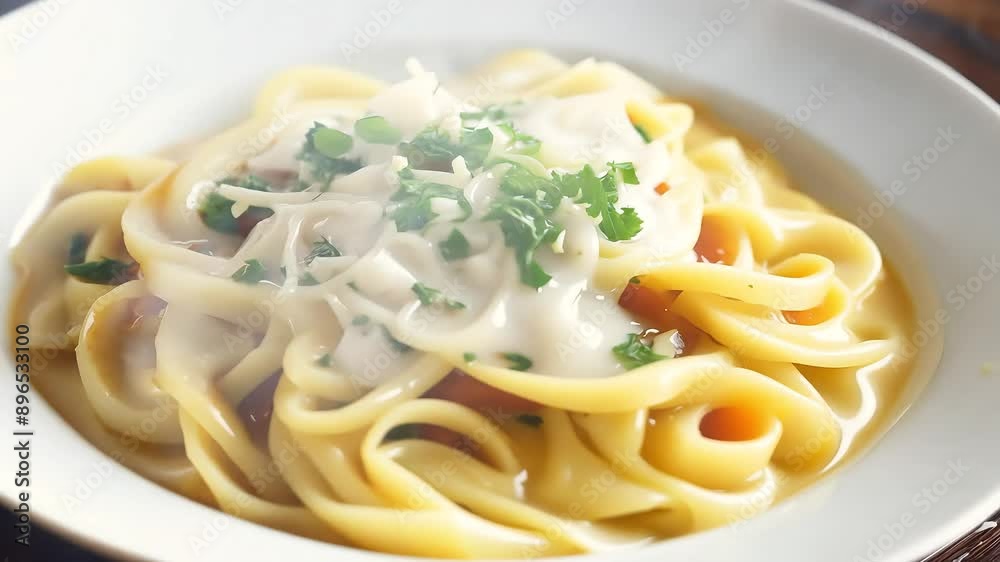 Creamy Pasta with Cheese and Herbs with Ai generated.
Creamy Pasta with Cheese and Herbs with Ai generated.