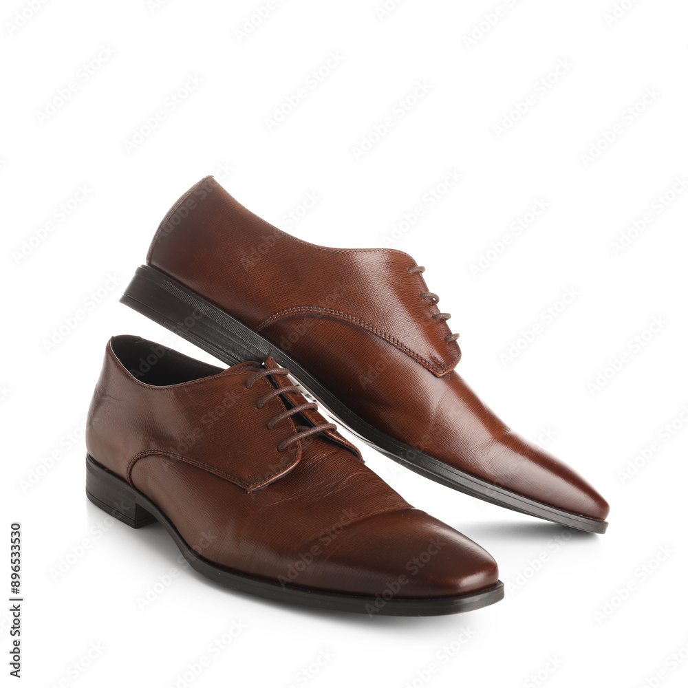 Stylish male leather shoes on white background Stylish male leather shoes on white background