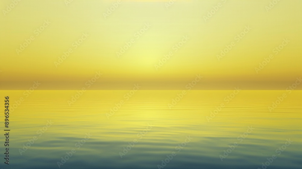 Fototapeta premium Tranquil Yellow Sunset Over Calm Water.