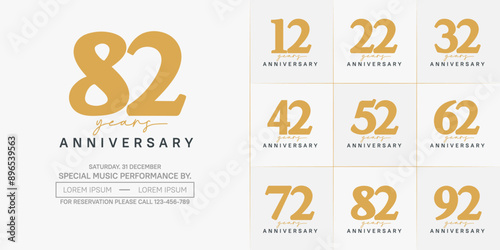 anniversary logotype set vector, brown and black color for special day celebration