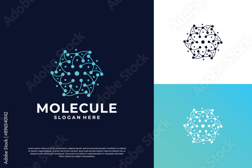 Global science research logo design with dot connection concept