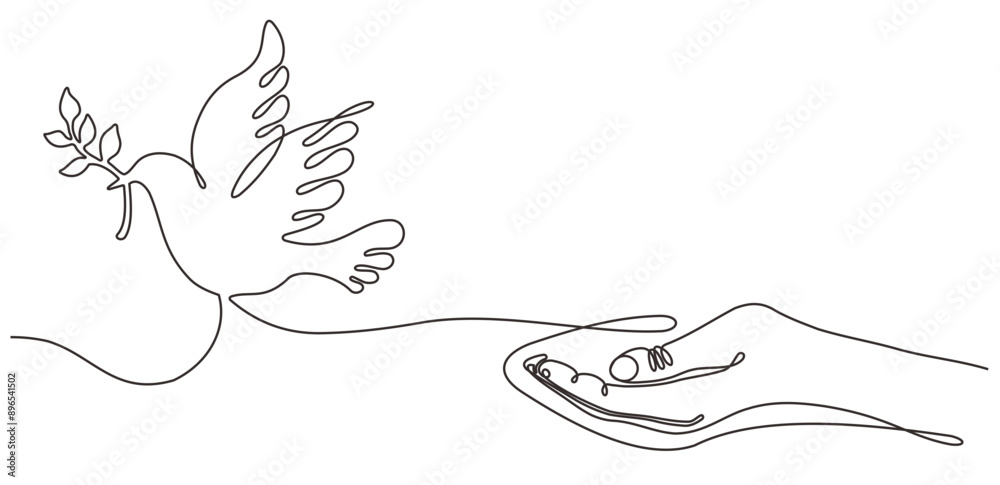 Symbol of Peace. Pigeon in Hands Line Art Drawing. Peace Symbol Minimalist Trendy Contemporary Design Perfect for Wall Art, Prints, Social Media, Posters, Branding Design. Vector Symbol of Peace. Pigeon in Hands Line Art Drawing. Peace Symbol Minimalist Trendy Contemporary Design Perfect for Wall Art, Prints, Social Media, Posters, Branding Design. Vector