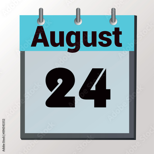 vector calendar page with date August 24, light colors