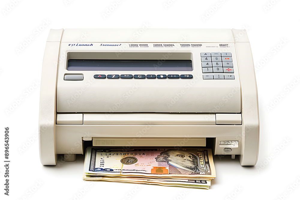 Banknote counter isolated on white background. 3D rendering. Banknote counter isolated on white background. 3D rendering.