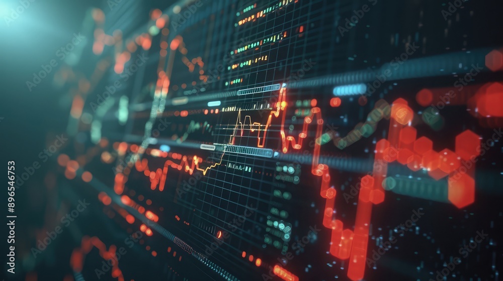 Obraz premium A high-resolution image of a stock market graph on a computer screen.