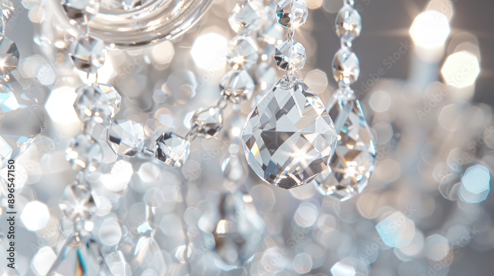 Close up of a stunning crystal chandelier with space for text Close up of a stunning crystal chandelier with space for text