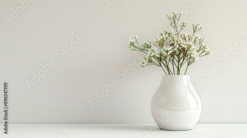 Wallpaper Mural Serene Simplicity: White Flowers in Minimalist Vase on White Background  Torontodigital.ca