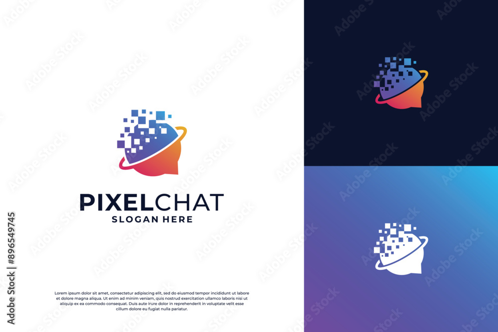 Pixel chat technology logo design Pixel chat technology logo design