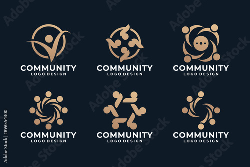 Luxury human unity logo design collection