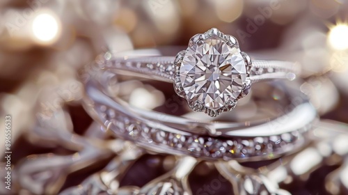 Diamond Engagement Ring Close Up.