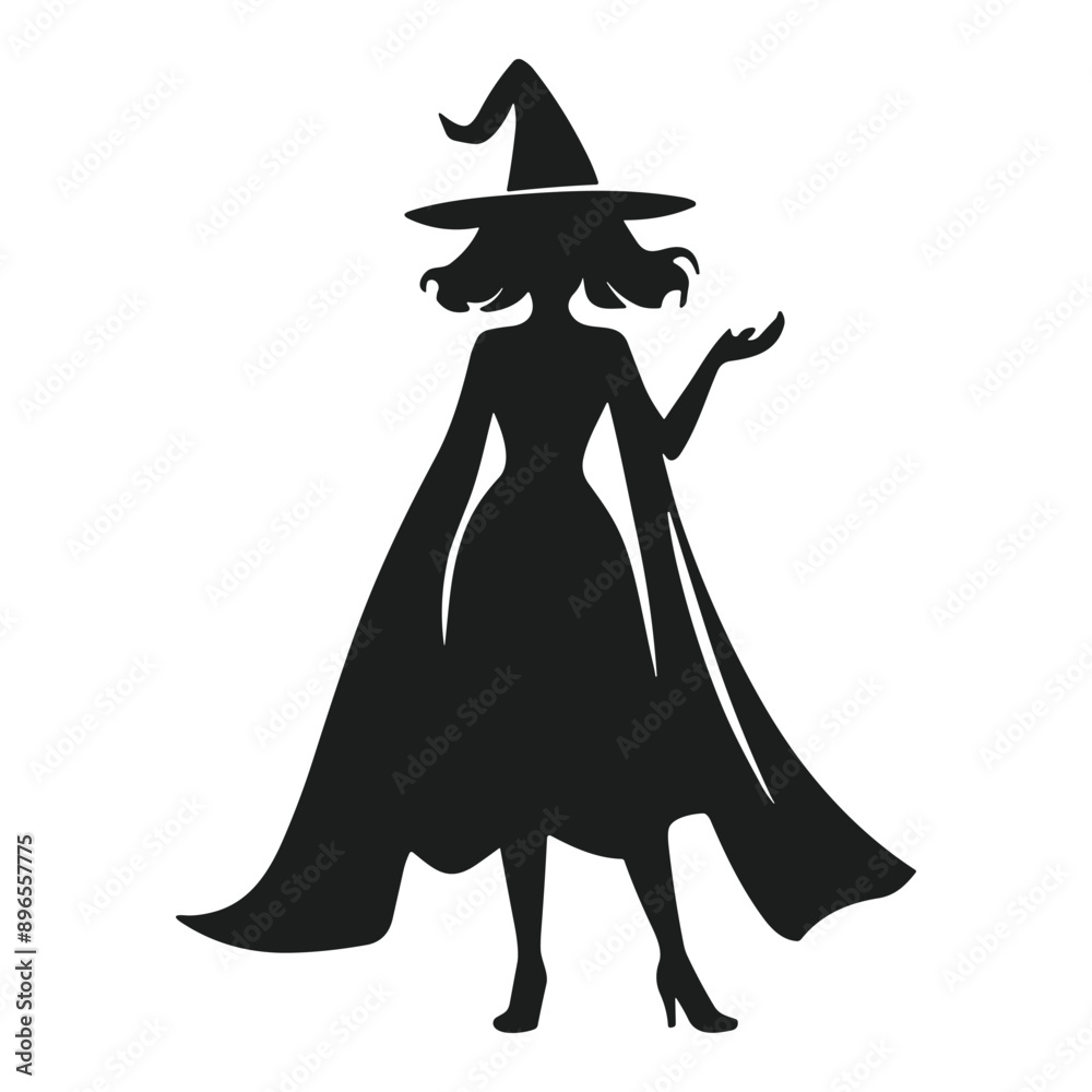 A Halloween witch silhouette vector A Halloween witch silhouette vector