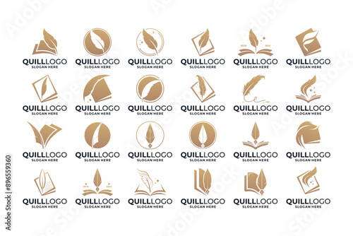 Set of luxury quill logo design