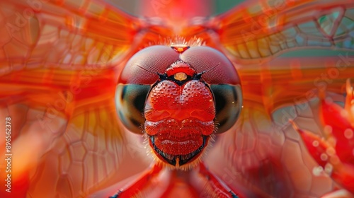 Close up of a red scarlet dragonfly known as Crocothemis erythraea or Feuerlibelle photo