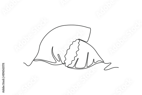 Continuous one line drawing whole and sliced healthy organic sweet potato for orchard logo identity. Fresh ipomoea batatas concept for botanically icon. Single line design vector graphic illustration