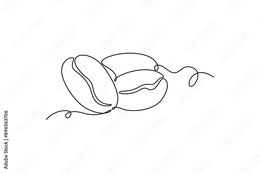 Single one line drawing of whole healthy organic coffee bean for restaurant logo identity. Fresh aromatic seed concept coffee drink icon. Modern continuous line draw design graphic vector illustration Single one line drawing of whole healthy organic coffee bean for restaurant logo identity. Fresh aromatic seed concept coffee drink icon. Modern continuous line draw design graphic vector illustration
