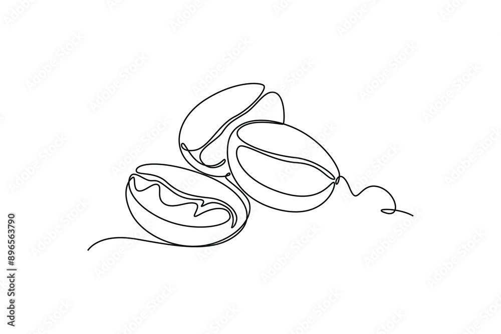 Single one line drawing whole healthy organic hot coffee bean for cafe logo identity. Fresh aromatic been concept for coffee shop icon. Modern continuous line draw design graphic vector illustration Single one line drawing whole healthy organic hot coffee bean for cafe logo identity. Fresh aromatic been concept for coffee shop icon. Modern continuous line draw design graphic vector illustration