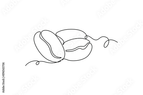 Single one line drawing of whole healthy organic coffee bean for restaurant logo identity. Fresh aromatic seed concept coffee drink icon. Modern continuous line draw design graphic vector illustration