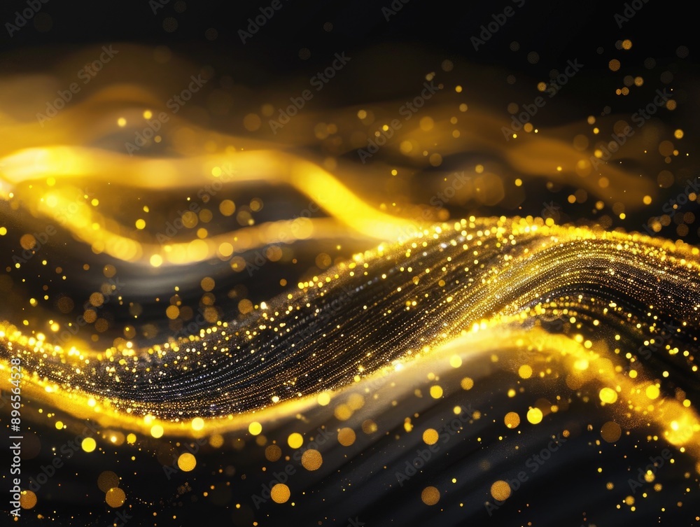 Fototapeta premium A shiny gold wave on a dark background, perfect for highlighting or emphasizing something important