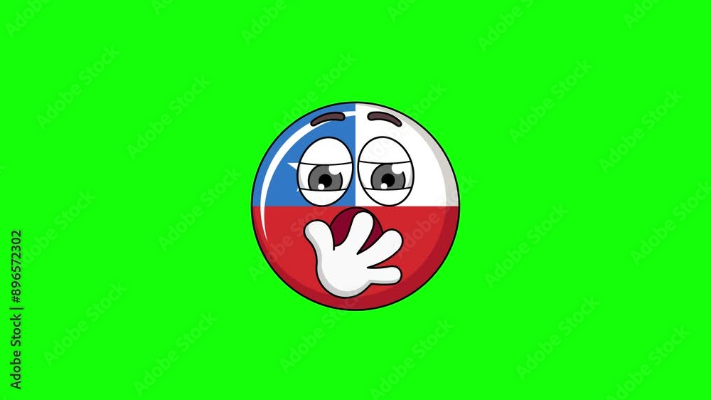 chile flag Yawning face animation, insufficient sleep, boredom with a person or topic