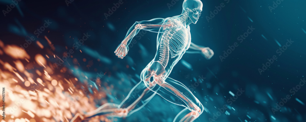 X-ray view of human skeleton running X-ray view of human skeleton running