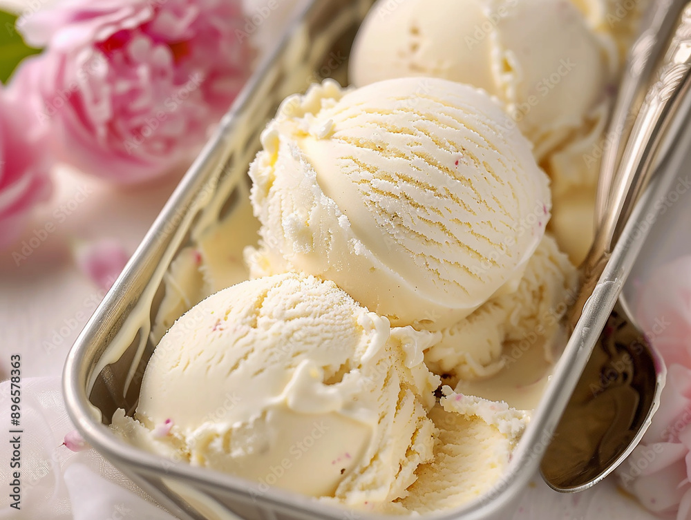 Fresh Strawberry Ice Cream with Whole Strawberries in Rustic Setting Fresh Strawberry Ice Cream with Whole Strawberries in Rustic Setting