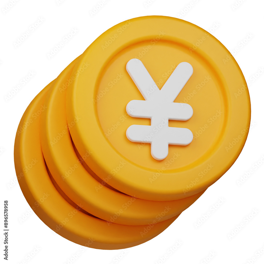 Fototapeta premium yen coin 3d icon isolated on the transparent background