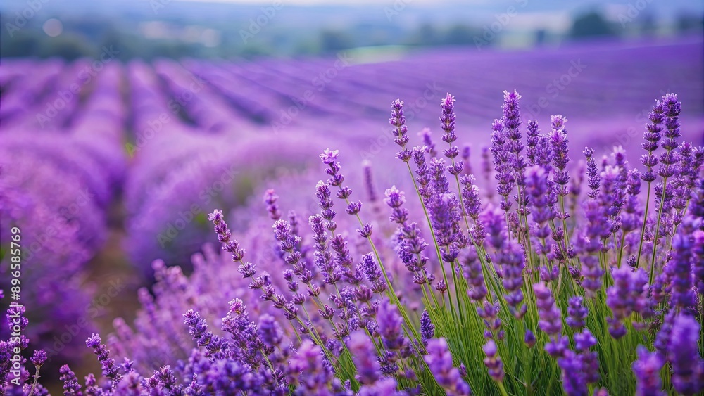 Naklejka premium Vibrant lavender flowers in full bloom , lavender, flowers, blooming, purple, garden, nature, spring, aroma, fragrant, plant