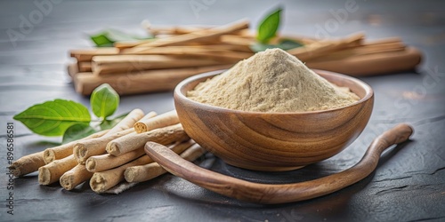 Wallpaper Mural Ayurvedic medicine Ashwagandha in stem and powder form on plain background, Ashwagandha Torontodigital.ca