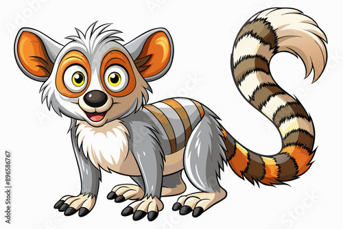 Funny Lemur Vector Illustration Cartoon, Clipart And Line Art Design on White Background, Funny lemur vector illustration on white background, perfect for cartoons, clipart, and line art