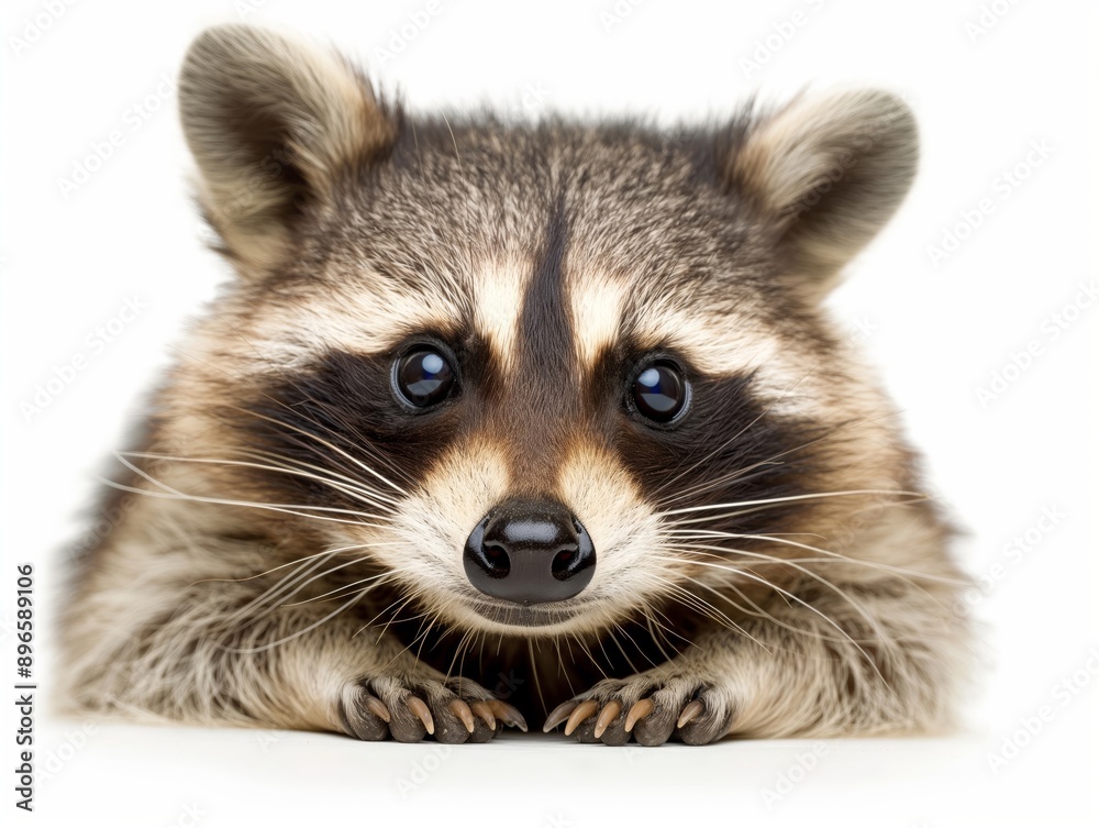 Cute funny raccoon looking at camera paper in paws. AI generated Cute funny raccoon looking at camera paper in paws. AI generated