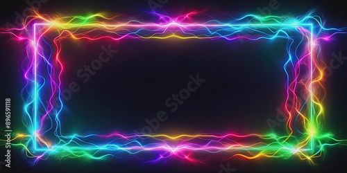 Abstract neon energy frame with vibrant colors and glowing lines, neon, abstract, energy, frame, vibrant, colors