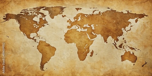 Fototapeta Naklejka Na Ścianę i Meble -  World map design on textured paper, world map, design, texture, paper, travel, geography, vintage, cartography, earth