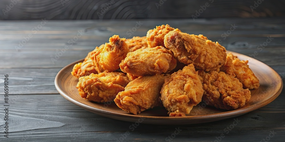 Crunchy fried chicken pieces served on a plate, fried, chicken, crispy, delicious, meal, food, golden, fried, savory
