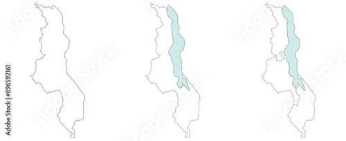 Malawi map. Map of Malawi in set