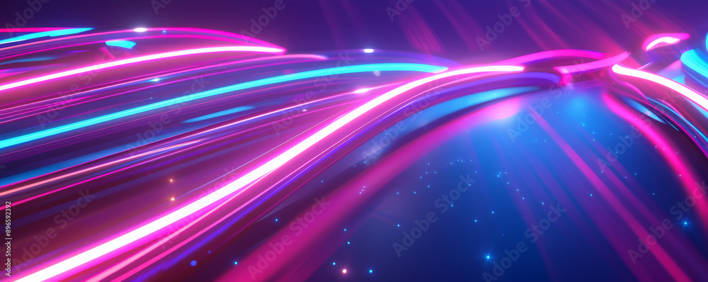Futuristic neon light trails on dark background Futuristic neon light trails on dark background