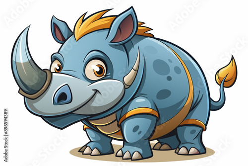 Funny Rhino Vector Illustration Cartoons, Clipart, and Line Art Design on White Background, Playful funny rhino vector design, perfect for cartoons, clipart, and line art on white background